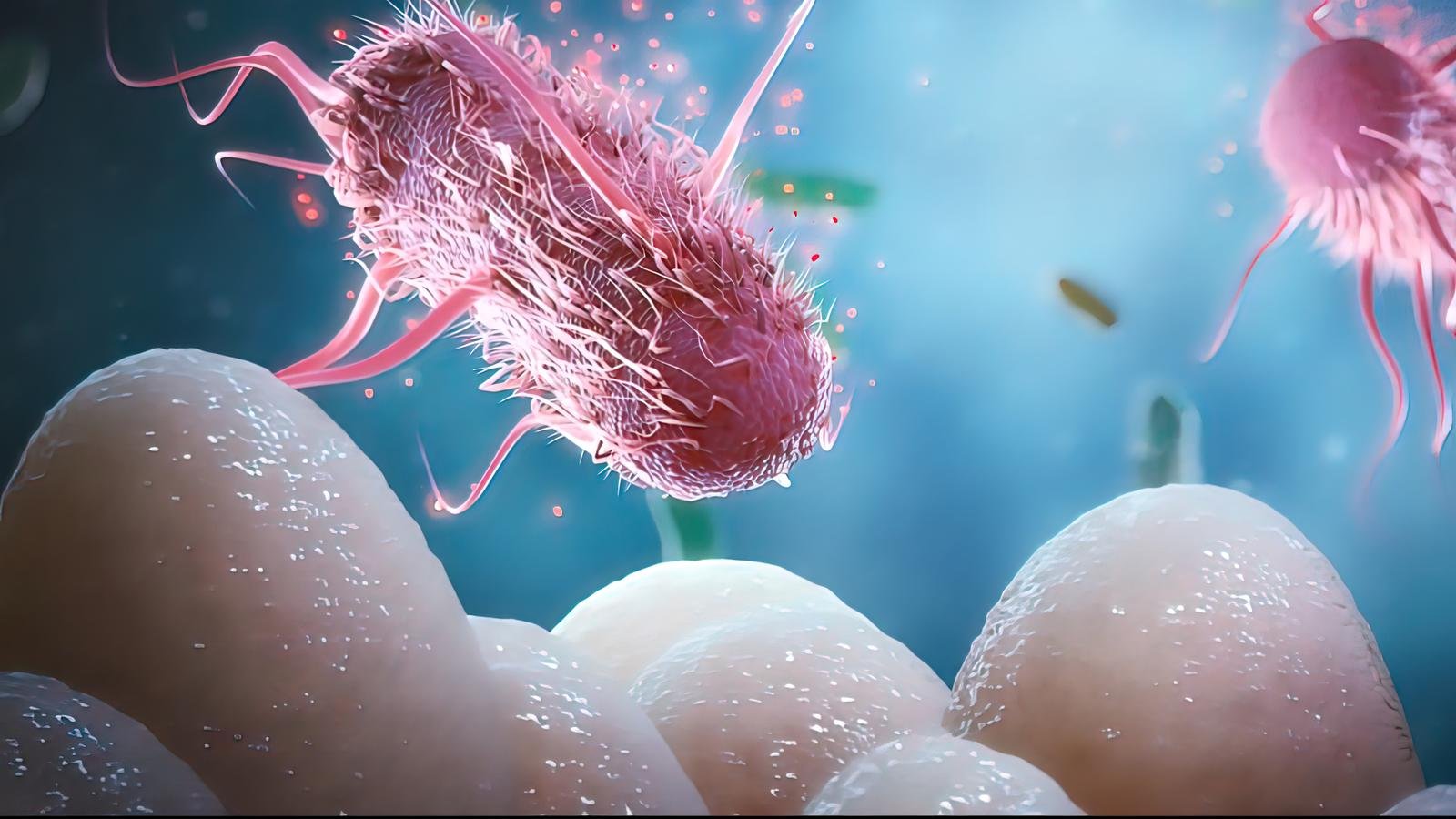 Growth of bacteria in the digestive tract